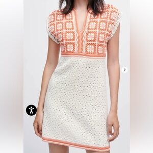 MAJE Roby Floral Crochet Minidress In Jaunes / Oranges-BNWT